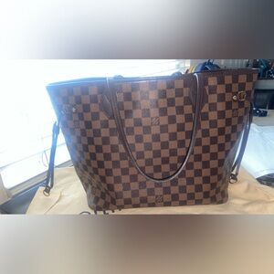 Louis Vuitton neverfull mm, canvas, pink interior, tote bag